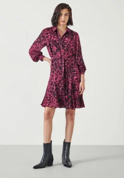 hush Dresses|Vanessa Mini Dress Oxblood Animal Print