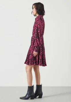 hush Dresses|Vanessa Mini Dress Oxblood Animal Print