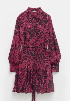 hush Dresses|Vanessa Mini Dress Oxblood Animal Print