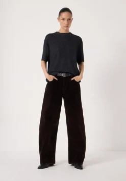 hush Jeans|Velvet Cropped Bree Barrel Leg Jeans Dark Brown