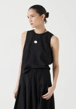 hush Tops & T-Shirts|Vera Linen Blend Shell Top Washed Black
