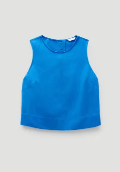 hush Tops & T-Shirts|Vera Linen Blend Shell Top Sapphire Blue