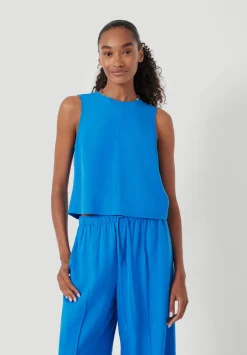 hush Tops & T-Shirts|Vera Linen Blend Shell Top Sapphire Blue