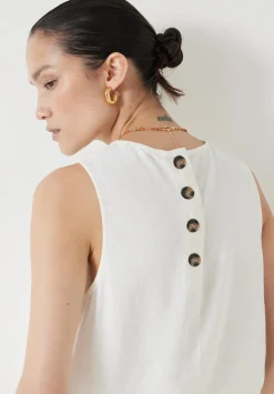 hush Tops & T-Shirts|Vera Linen Blend Shell Top Off White