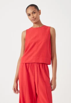 hush Tops & T-Shirts|Vera Linen Blend Shell Top True Red