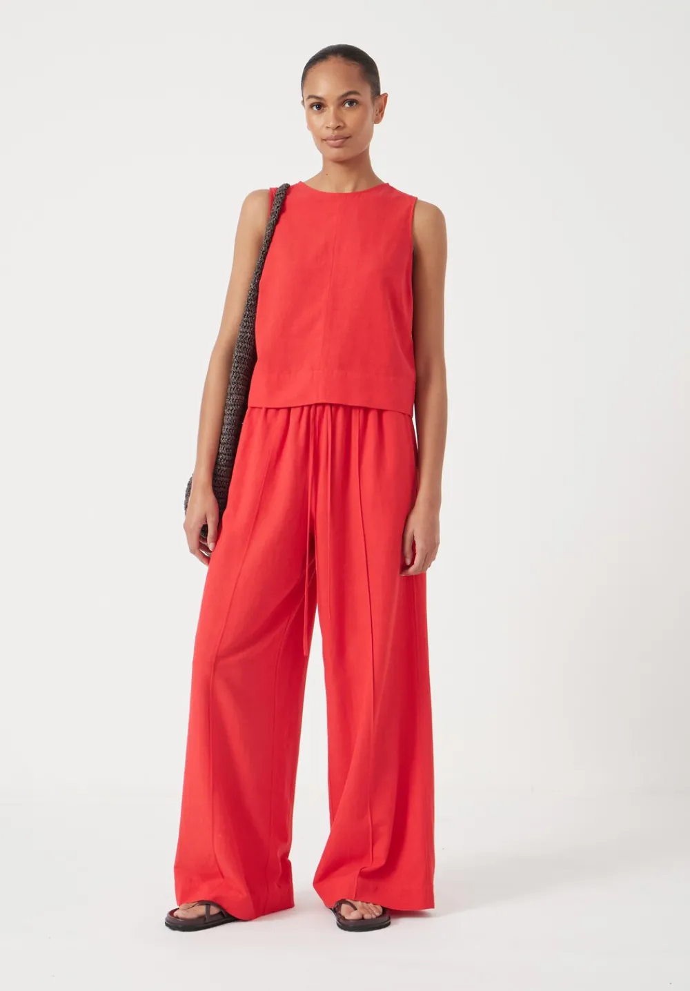 hush Tops & T-Shirts|Vera Linen Blend Shell Top True Red