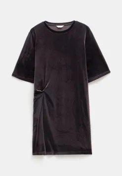 hush Dresses|Vicky Velvet Mini Dress Raisin Brown