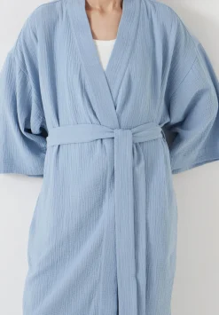 hush Pyjamas & Nightwear|Waffle Cotton Robe Dusty Blue