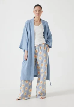hush Pyjamas & Nightwear|Waffle Cotton Robe Dusty Blue