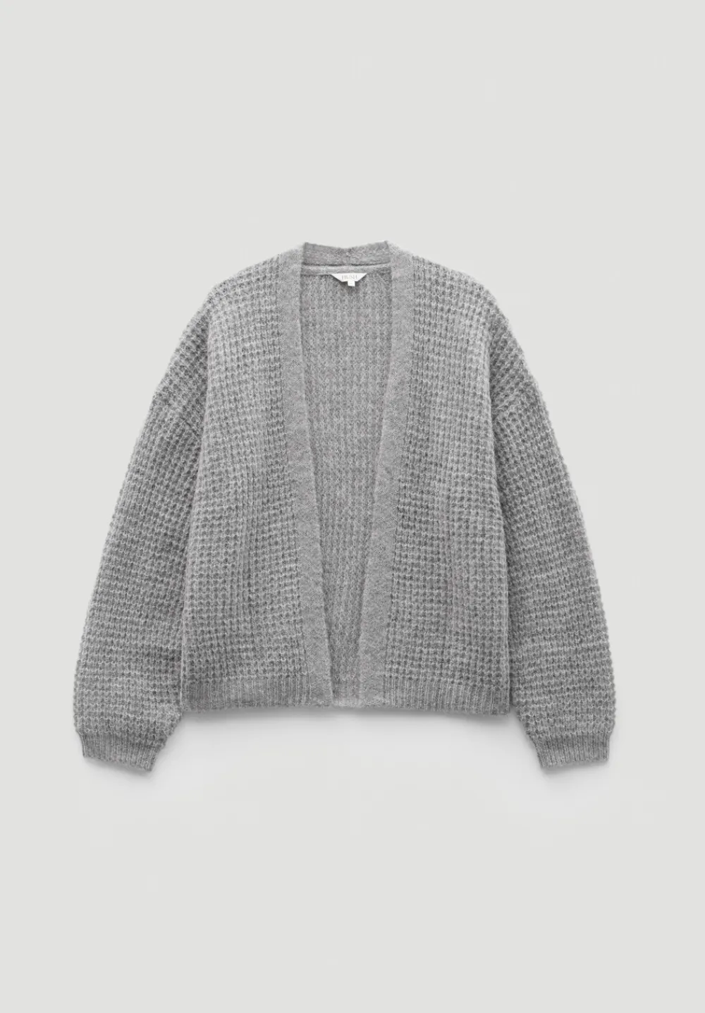 hush Jumpers & Cardigans|Waffle Stitch Wool Blend Edge to Edge Cardigan Light Grey Marl