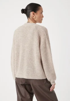 hush Jumpers & Cardigans|Waffle Stitch Wool Blend Edge to Edge Cardigan OATMEAL MARL