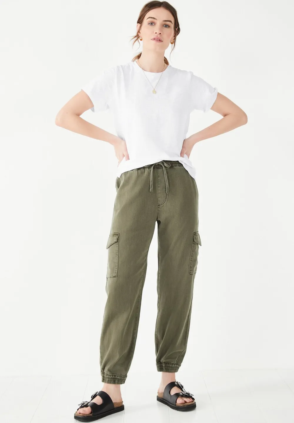 hush Trousers|Washed Cargo Trousers Khaki