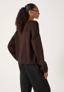 hush Jumpers & Cardigans|Whitney Whipstitch Knitted Jumper Dark Brown