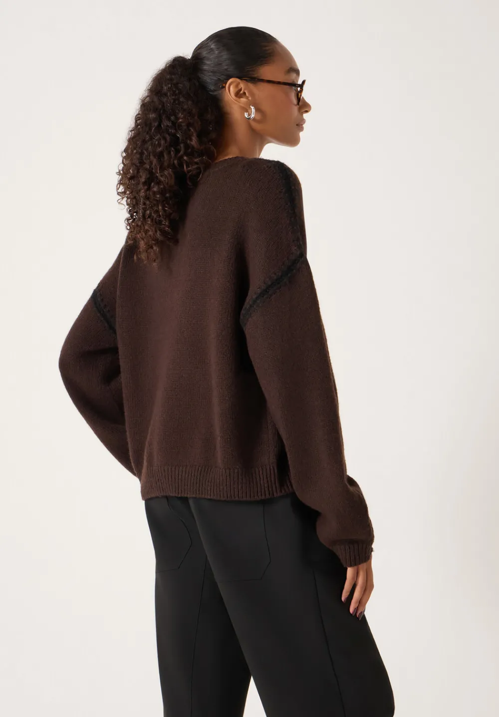 hush Jumpers & Cardigans|Whitney Whipstitch Knitted Jumper Dark Brown