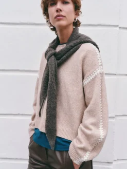 hush Jumpers & Cardigans|Whitney Whipstitch Knitted Jumper Stone White