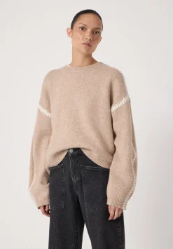 hush Jumpers & Cardigans|Whitney Whipstitch Knitted Jumper Stone White