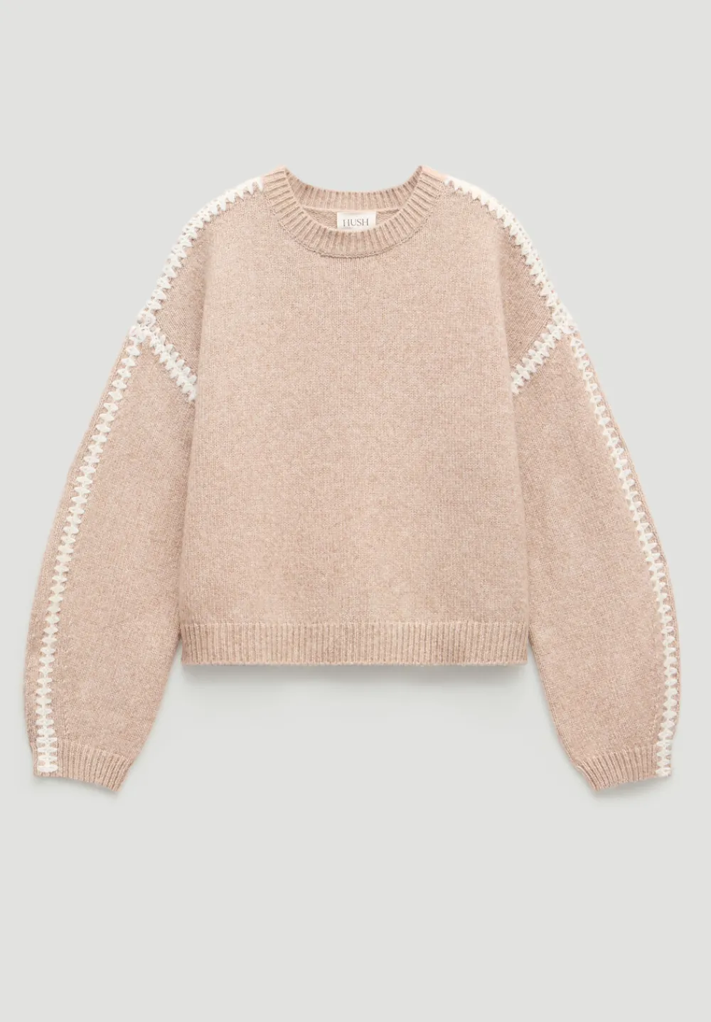 hush Jumpers & Cardigans|Whitney Whipstitch Knitted Jumper Stone White