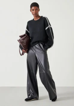 hush Jumpers & Cardigans|Whitney Wool Blend Stitch Detail Jumper Black