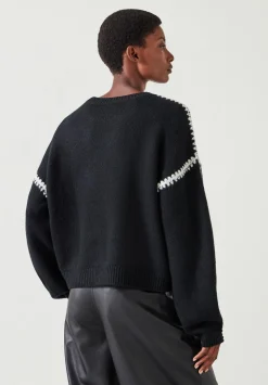 hush Jumpers & Cardigans|Whitney Wool Blend Stitch Detail Jumper Black