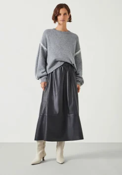 hush Jumpers & Cardigans|Whitney Wool Blend Stitch Detail Jumper Grey Marl