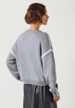 hush Jumpers & Cardigans|Whitney Wool Blend Stitch Detail Jumper Grey Marl