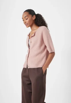 hush Jumpers & Cardigans|Wool Blend Short Sleeve Ribbed Cardigan Rosewood Pink