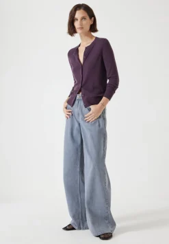 hush Jumpers & Cardigans|Wool Blend Slim Knitted Cardigan Plum