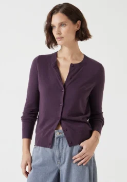 hush Jumpers & Cardigans|Wool Blend Slim Knitted Cardigan Plum