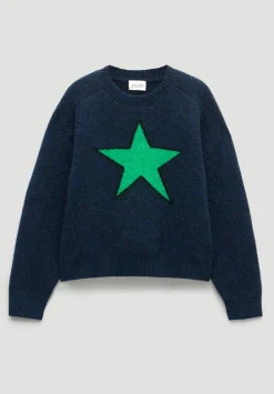 hush Jumpers & Cardigans|Wool Blend Star Jacquard Jumper Navy Blue