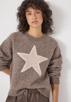 hush Jumpers & Cardigans|Wool Blend Star Jacquard Jumper Antler Brown