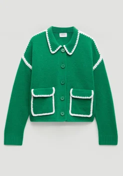 hush Jumpers & Cardigans|Wool Blend Whipstitch Trim Shirt Jacket Bright Green