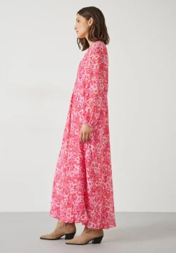 hush Dresses|Wray Volume Maxi Dress Painted Floral Pink