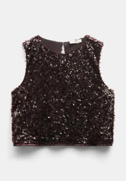 hush Tops & T-Shirts|Zarina Sequin Top Chocolate