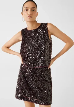 hush Tops & T-Shirts|Zarina Sequin Top Chocolate