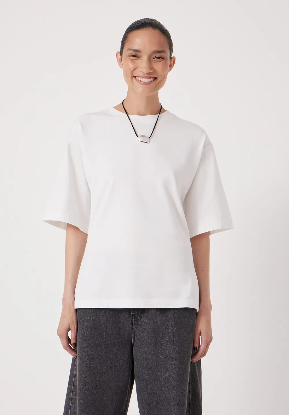 hush Tops & T-Shirts|Zip Back Cotton T-Shirt White