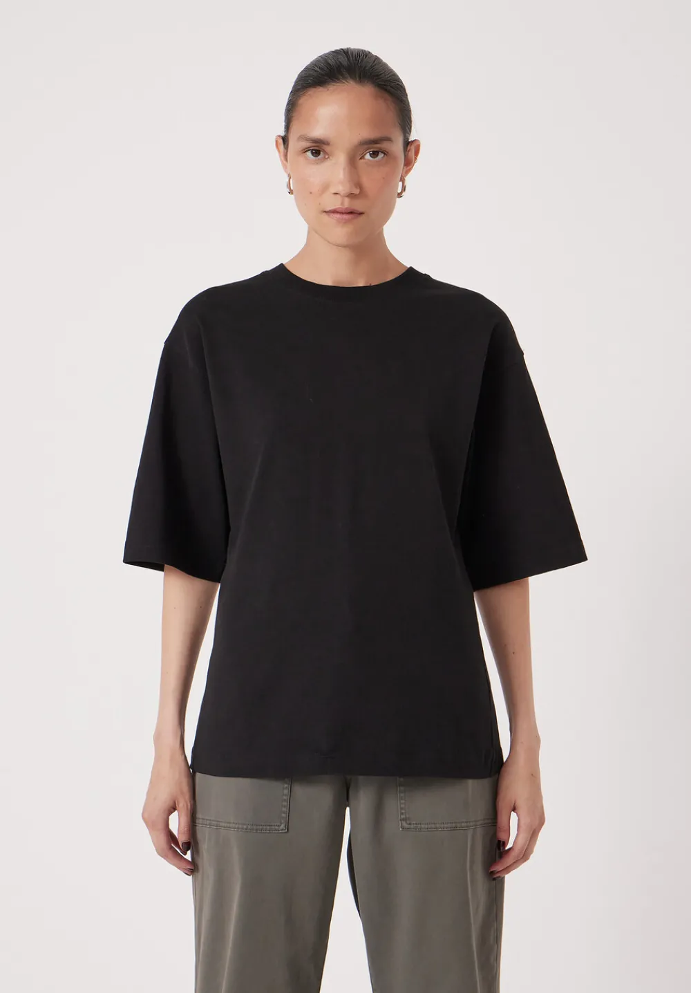 hush Tops & T-Shirts|Zip Back Cotton T-Shirt Black