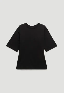 hush Tops & T-Shirts|Zip Back Cotton T-Shirt Black