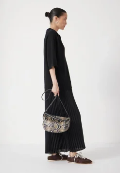 hush Bags|Zippy Crescent Leather Crossbody Bag Natural snake