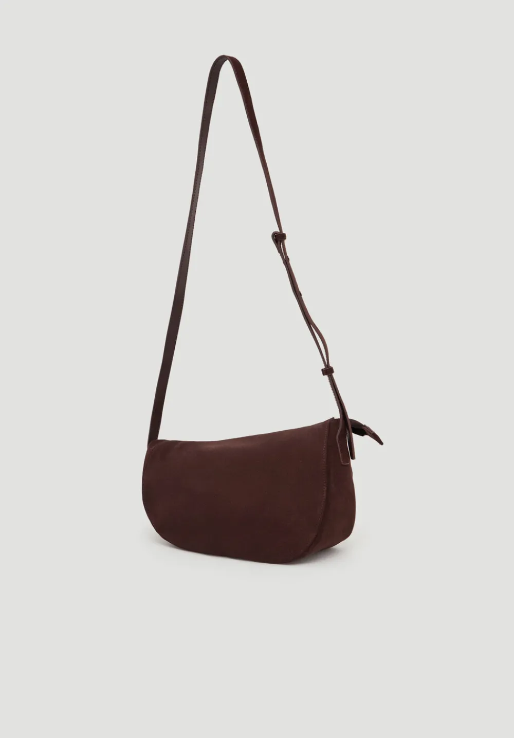 hush Bags|Zippy Crescent Leather Crossbody Bag Dark Brown