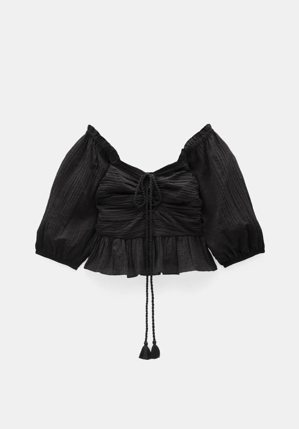 hush Tops & T-Shirts|Zoe Crinkle Peplum Top Black